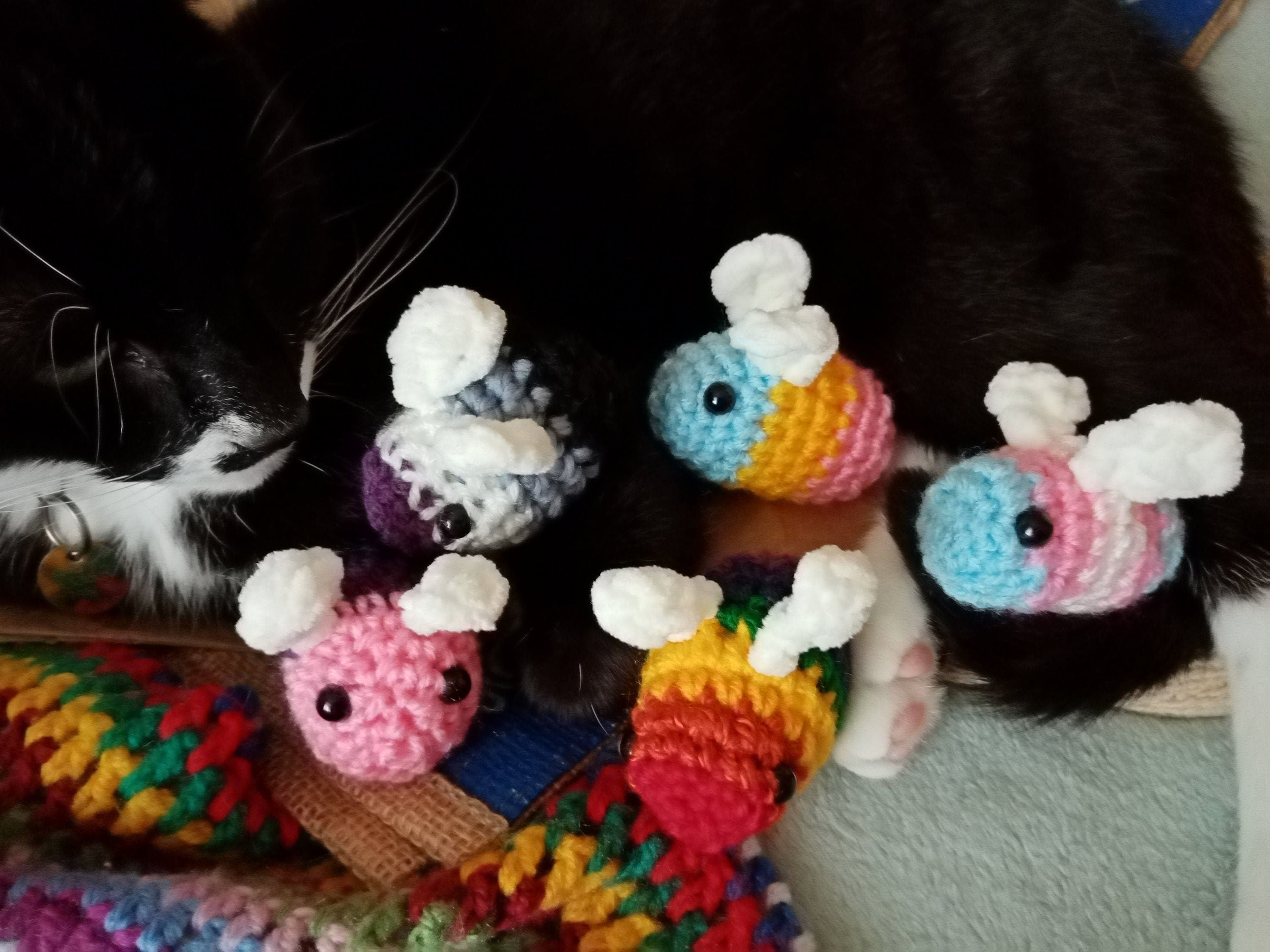 Cat Approved Crocheted Pride Bees | Available with or Without Keyring