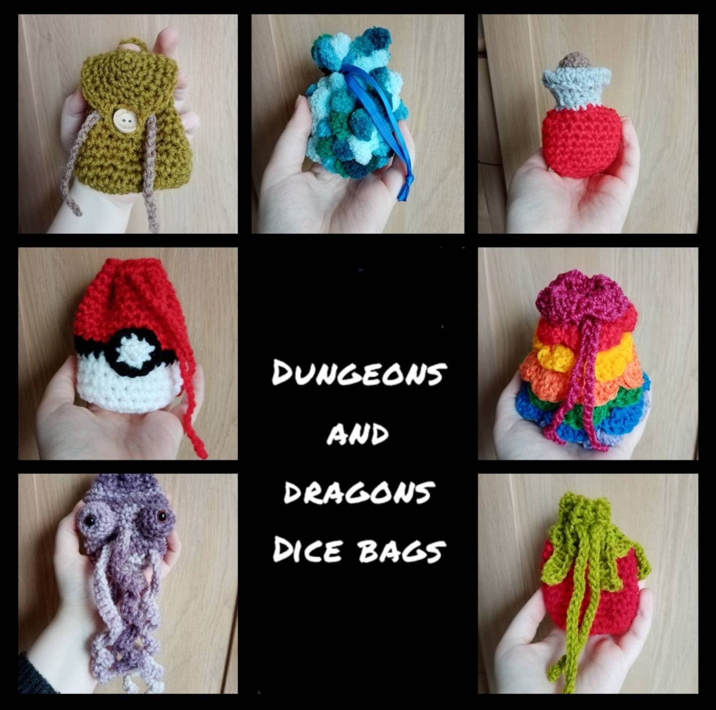 Crocheted DnD Dice Bags | Dungeons and Dragons