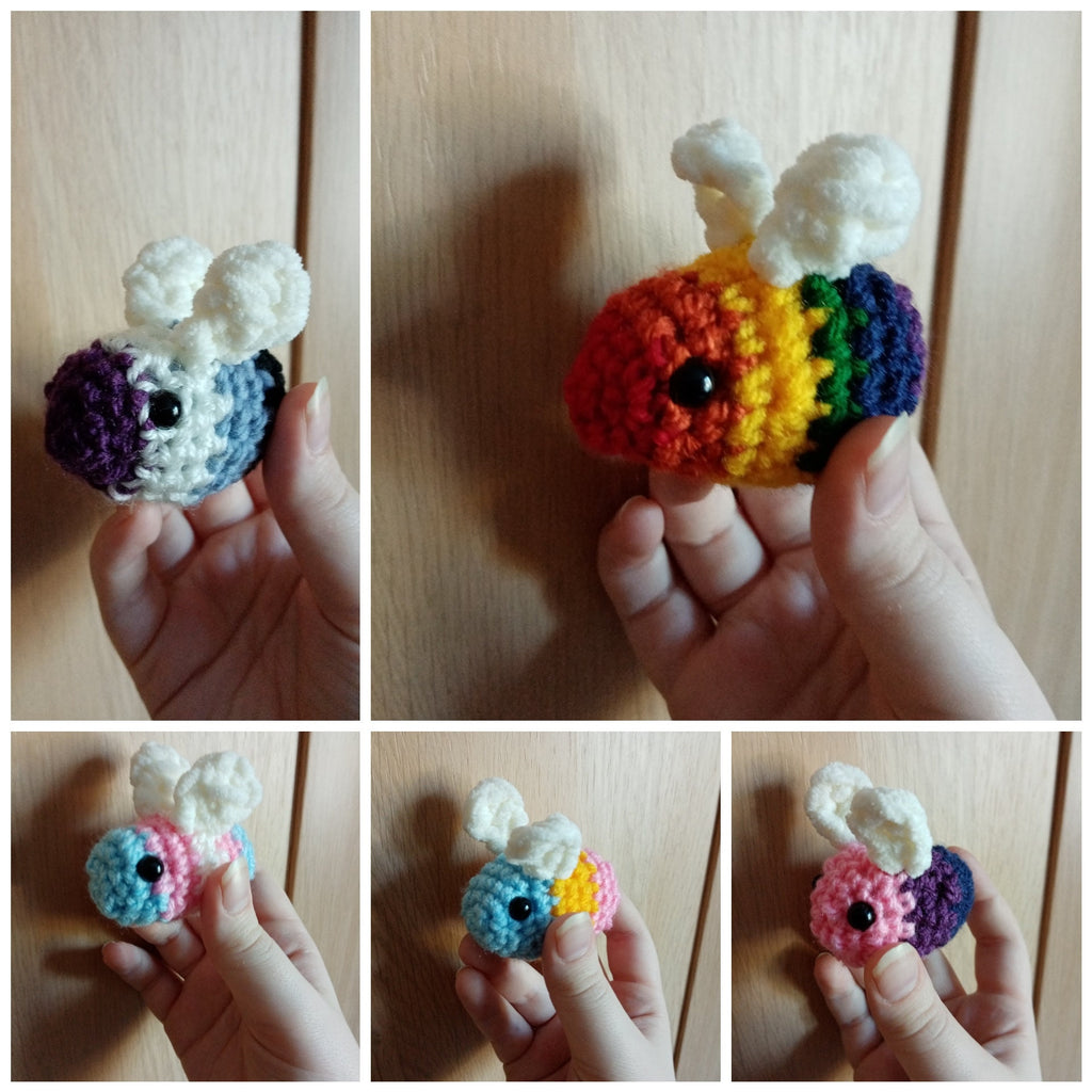 Cat Approved Crocheted Pride Bees | Available with or Without Keyring